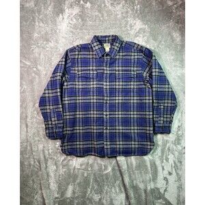 LL Bean Mens Flannel Shirt XL Traditional Fit Blue Plaid